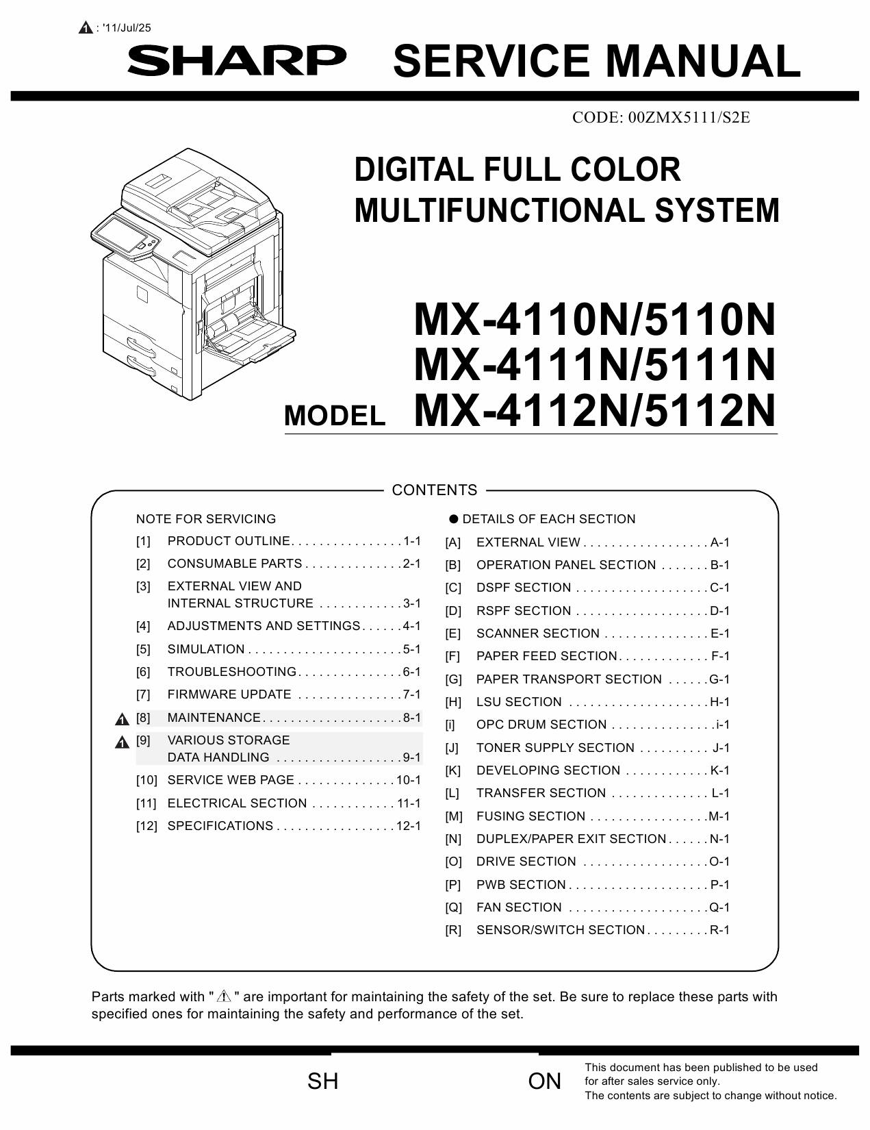 SHARP MX 4110 4111 4112 5110 5111 5112 N Service Manual-1